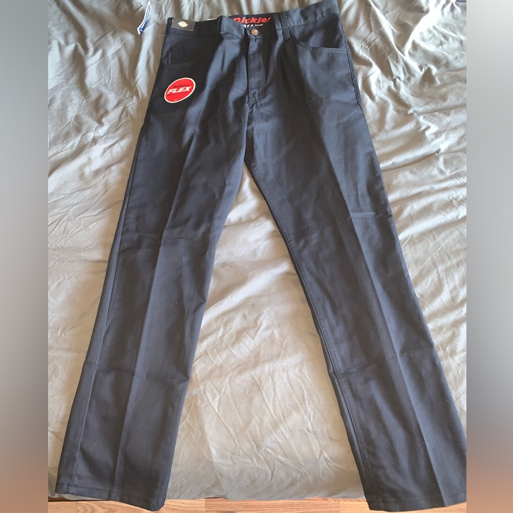 NWT! DICKIES Flex 5 Pocket Twill Pants Tapered Leg Blk 32X30 - Picture 9 of 9